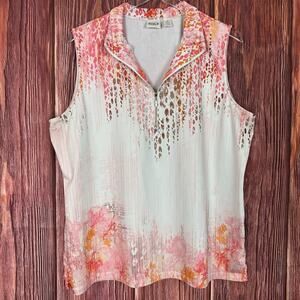 Zenergy Golf by Chicos Sleeveless Top Half Zip Beaded Embelished Size 3 XL